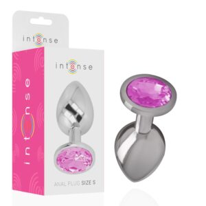 ALUMINUM METAL ANAL PLUG WITH PINK CRYSTAL