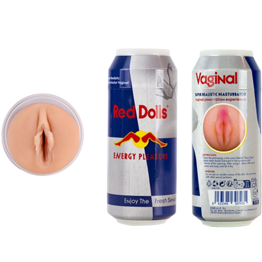 ALIVE - RED DOLL MALE MASTURBATOR VAGINA ENERGETIC DRINK CAN