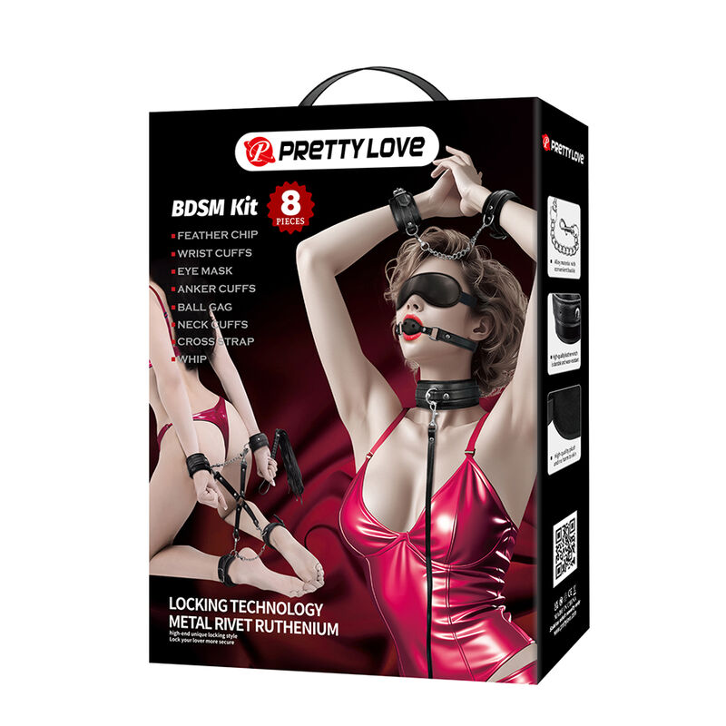PRETTY LOVE - 8 PIECE BDSM KIT BLACK